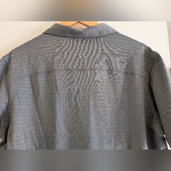 Kuhl Airkuhl Polo Short Sleeve Shirt Mens Size L Gray Striped Hiking Outdoor NWT - Picture 12 of 16